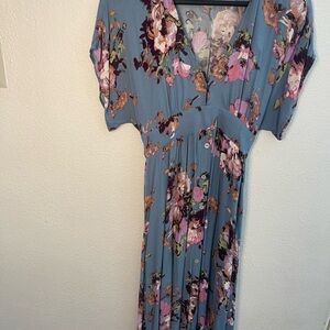 Lovestitch Pink and Brown Flutter Sleeve Maxi Dress